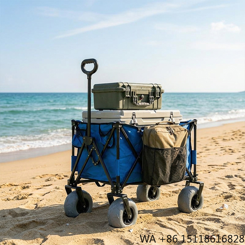 Camp Table Folding - Foldable Metal Beach Wagon Quick Release