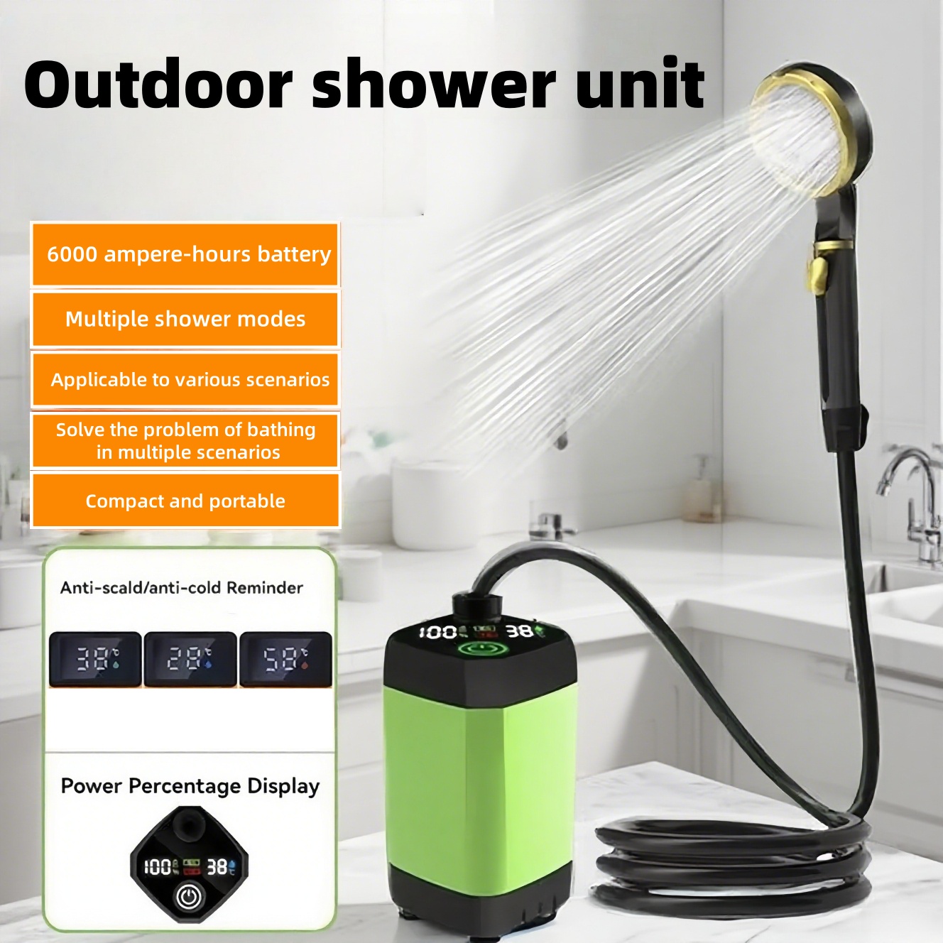 Outdoor Camping Showers - Portable Outdoor Electric Shower Unit, with
