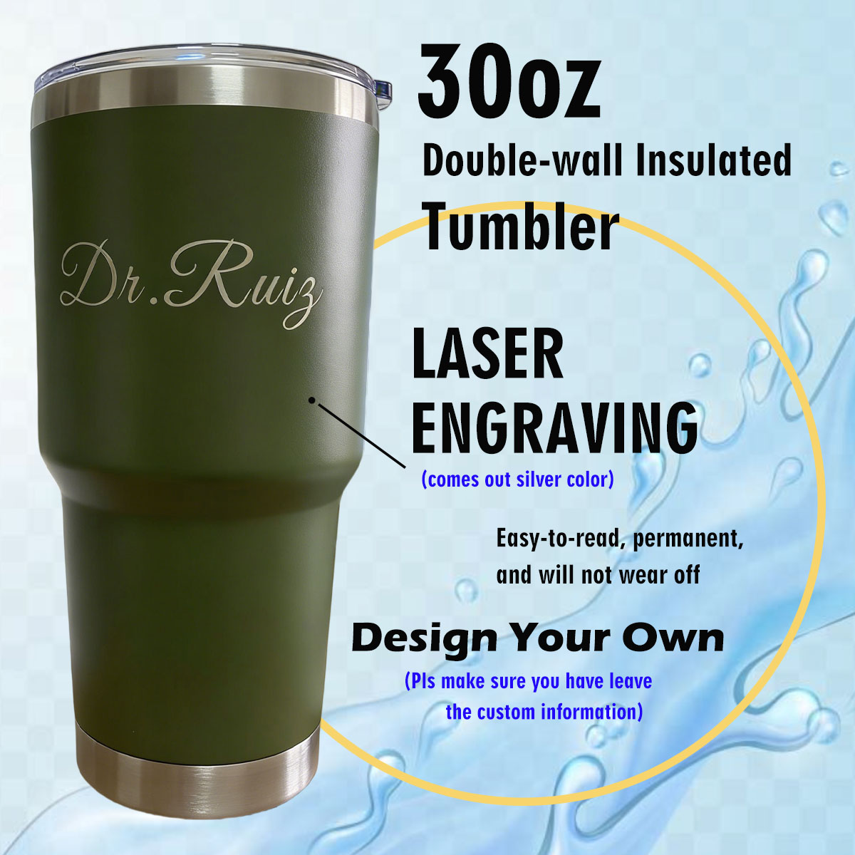 Custom Personalized 30 oz Vacu - огляд і ціна Outdoor Camping Water Tank