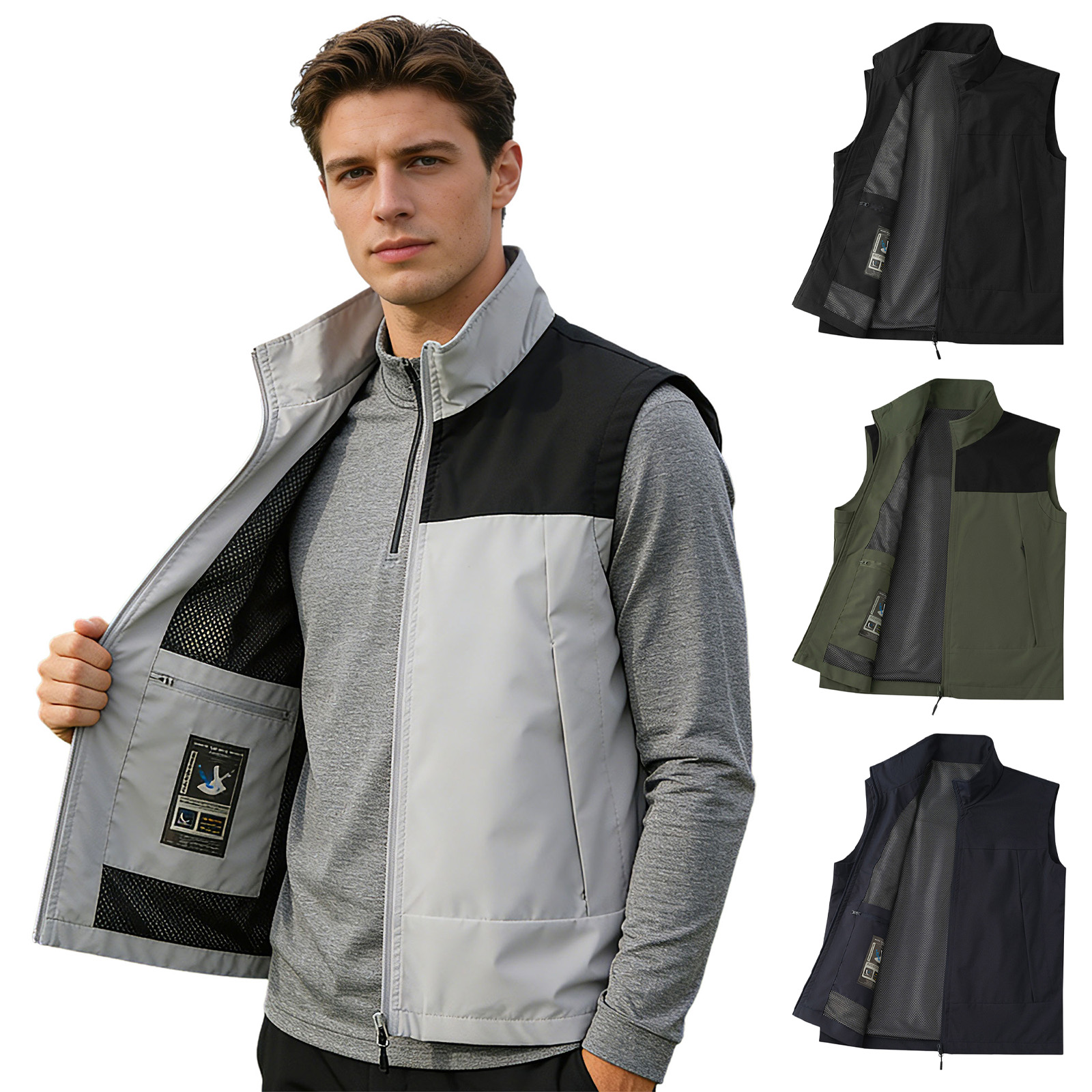 #M-5XL Men Golf Vest Stand Col - огляд і ціна Outdoor Camping Vest