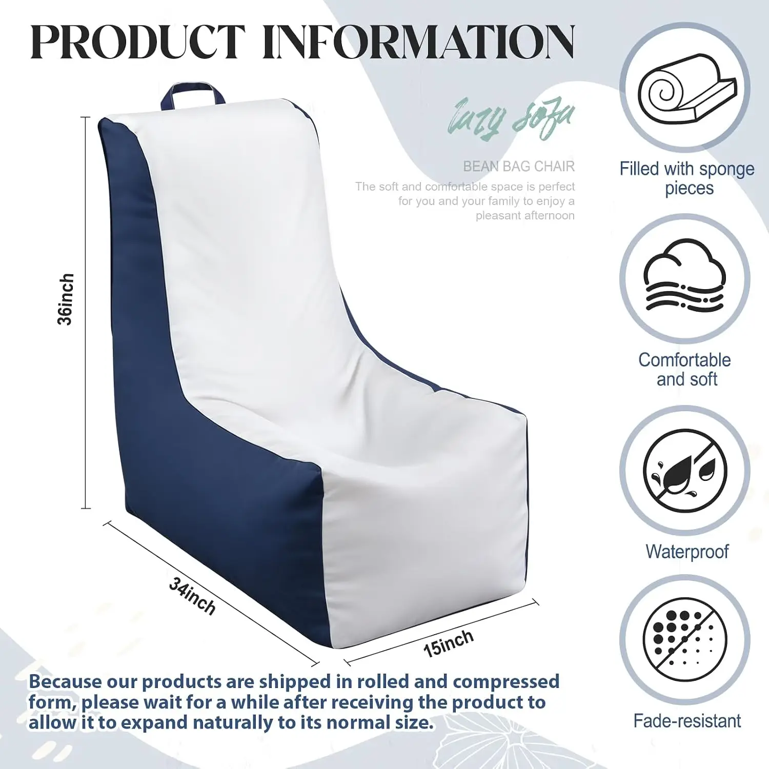 1 Pcs Boat Bean Bag Chair Loun - огляд і ціна Outdoor Camping Couch