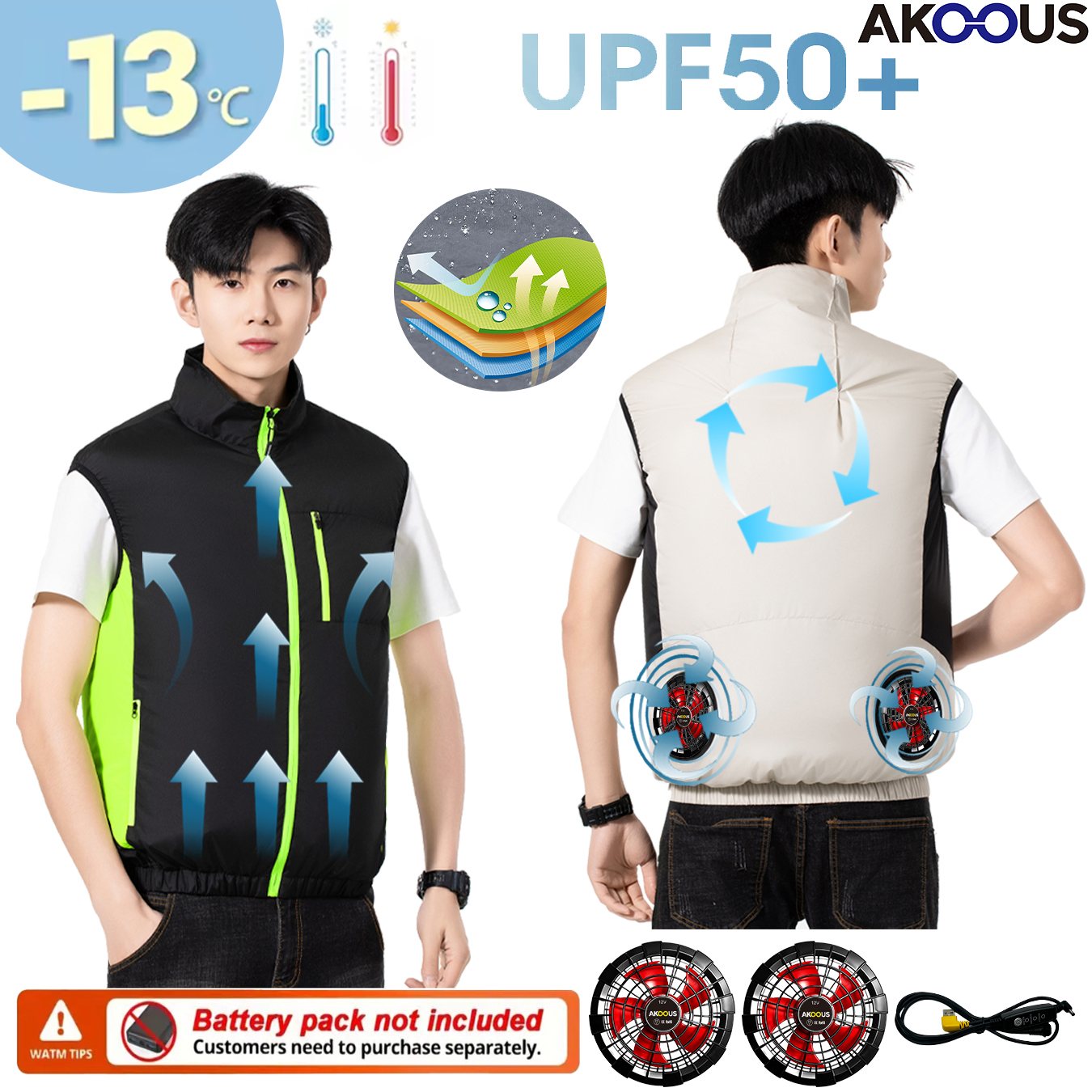 12V 5V USB Cooling 4 Fans Vest - огляд і ціна Outdoor Camping Air Conditioner